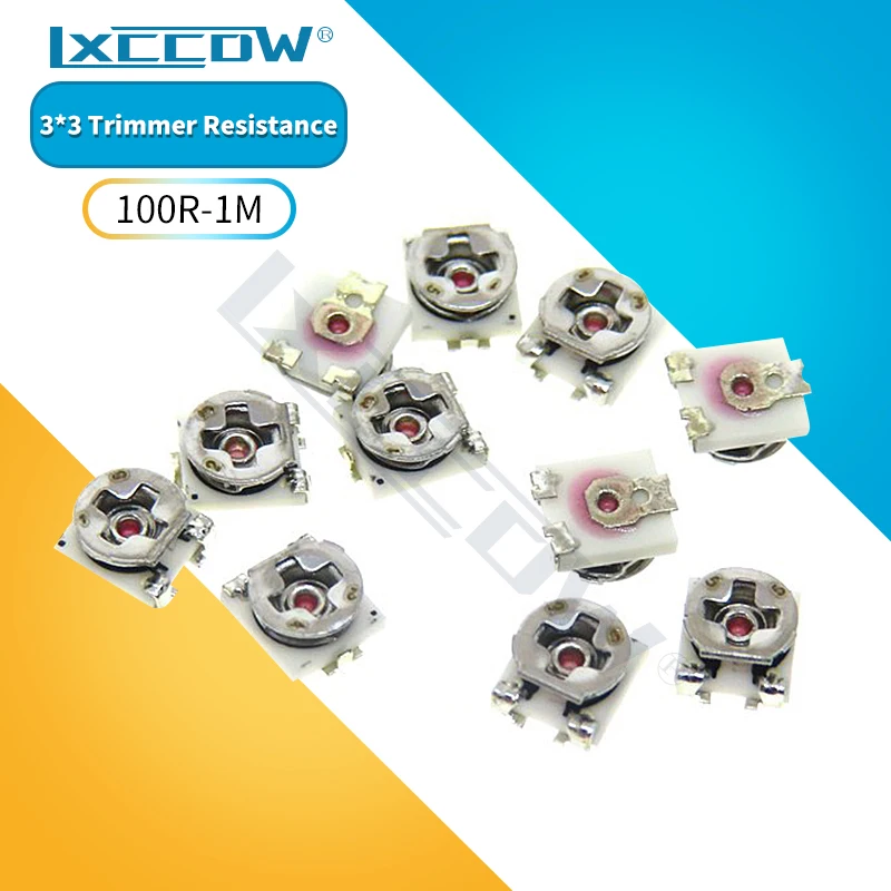 

10pcs 3*3 Trimmer resistance Potentiometer Trimpot SMD 3X3 Adjustable Variable resistor 100 500 1K 2K 5K 10K 20K 50K 100K 1M ohm