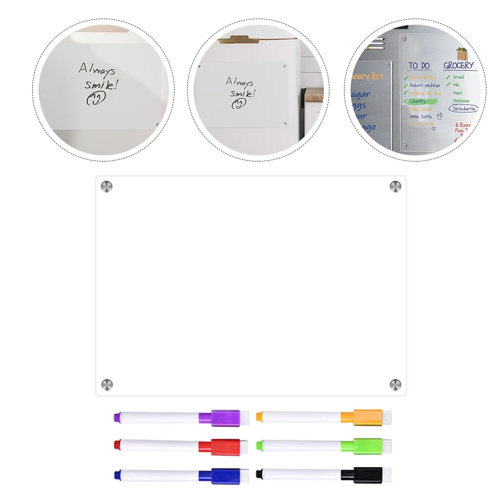 

Clear Dry Erase Board White Magnetic Calendar Fridge Acrylic Wall Whiteboard Grocery List Pad Refrigerator Magnets Planner