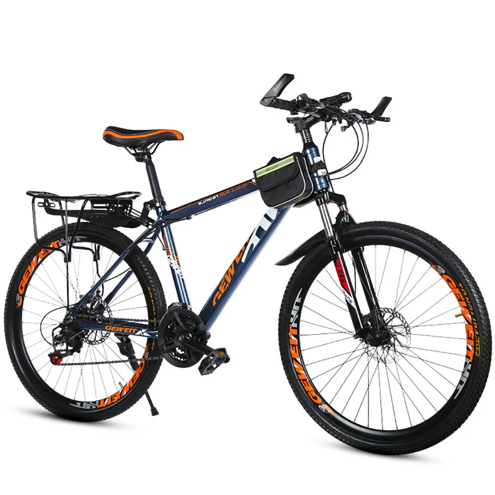 

26 Inches Mountain Bicycle Variable Speed Biking Carbon Steel Frame Front And Rear Double Disc Brake Shoulder Shock Absorption