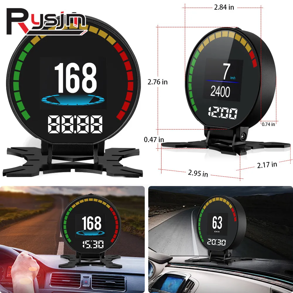 

HD P15 Car OBD2 HUD Head-Up Display Speedometer Overspeed Alarm Oil Water Temp Gauge Digital OBD2 Diagnostic Warning System