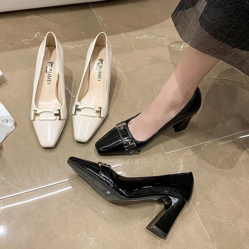 Элегантный твидовый стиль французский высокий каблук Новое поступление сезон