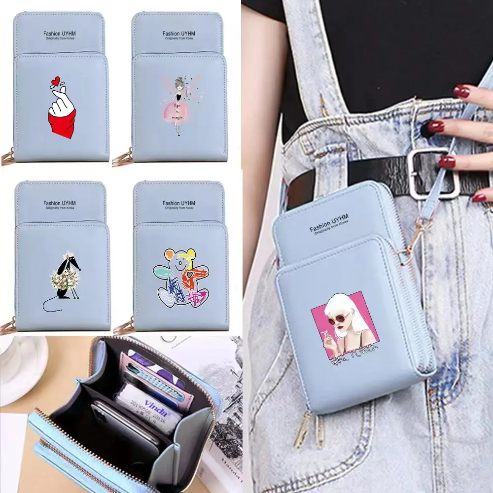 Купи Fashion Women Wallets Card Pack Touch Screen Mobile Phone Bag Female Shoulder Messenger Bags Color Print Coin Key Storage Purse за 467 рублей в магазине AliExpress