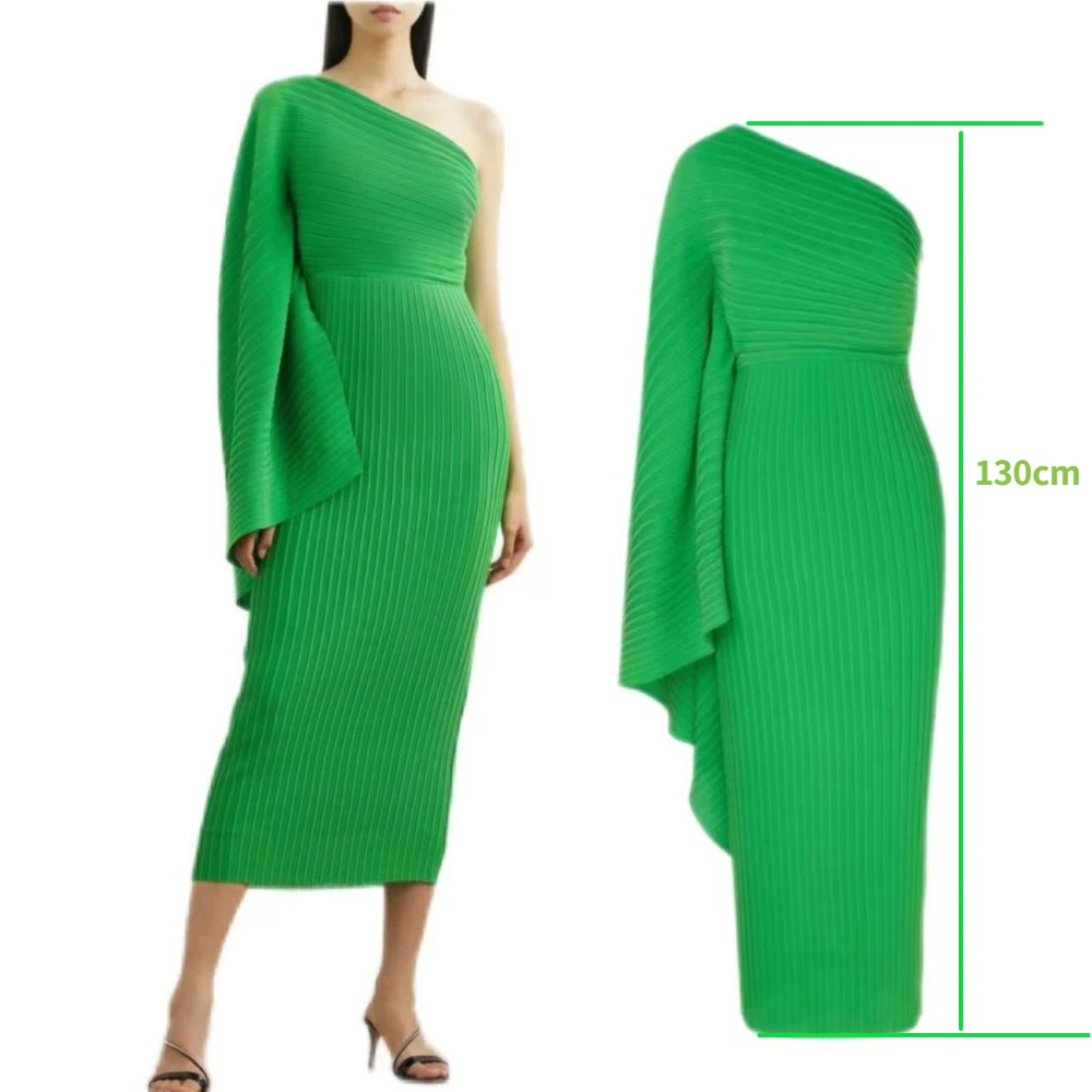 

Женское плиссированное платье миаке, однотонное асимметричное вечернее платье на одно плечо с рукавом-фонариком, Одежда большого размера для выпускного вечера, 2024