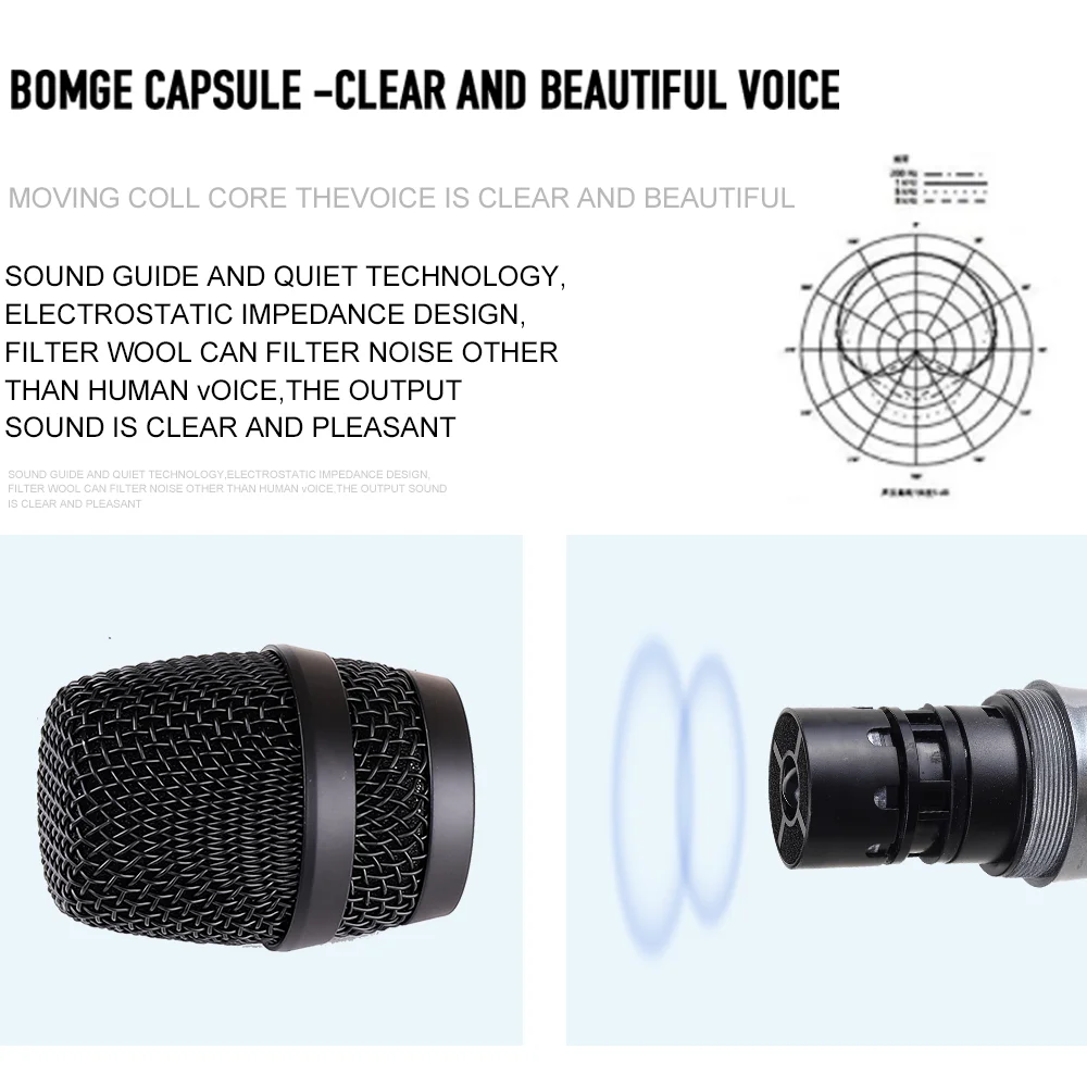 2 металлических ручных УВЧ беспроводных микрофона 80 м с 3 перезаряжаемыми