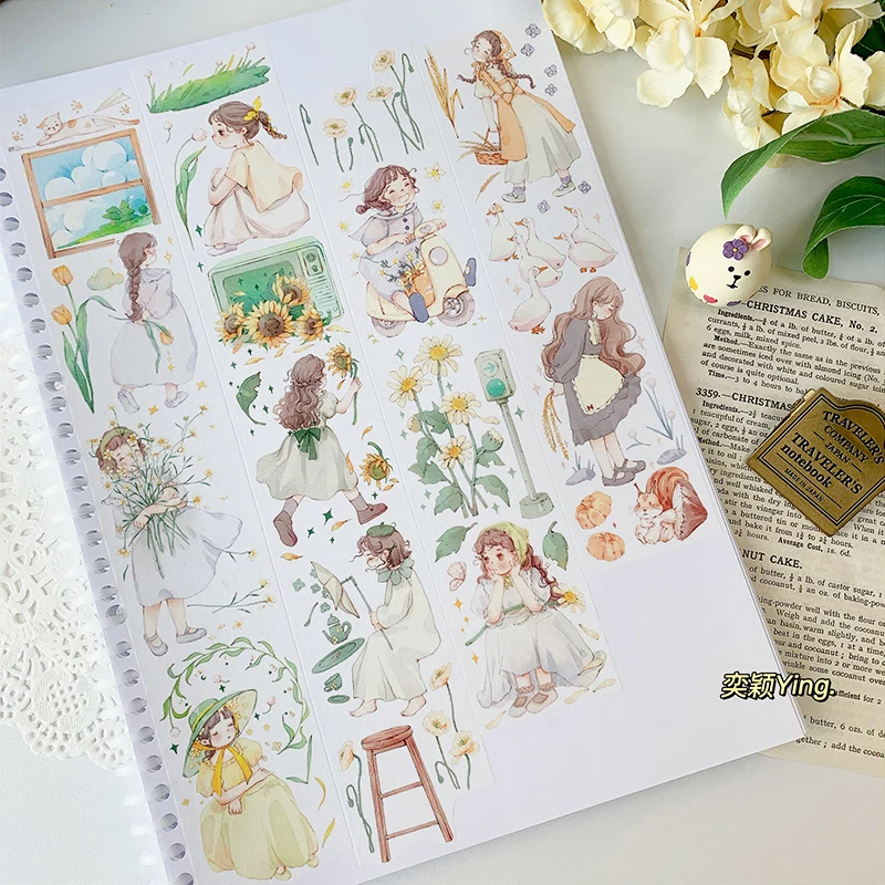 

10 м милые медленные путешествия девочка Специальные масла PET Washi ленты ремесло принадлежности журнал материал DIY для фотографий