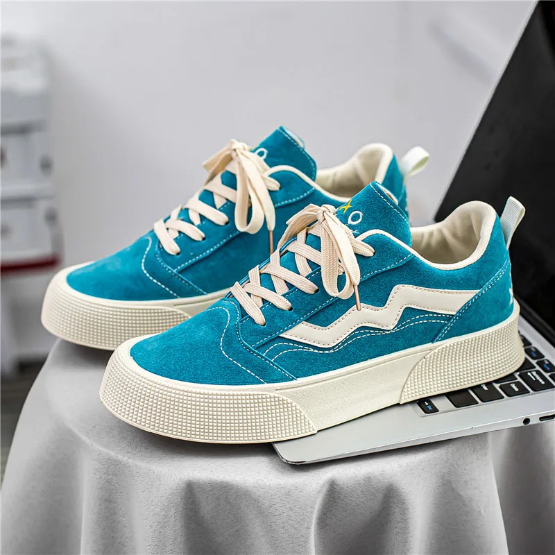 Summer Blue Classic Chunky Men's Skateboard Shoes Comfortable Lace-up Mens Sports Shoes Breathable Anti-slip Men Casual Sneakers