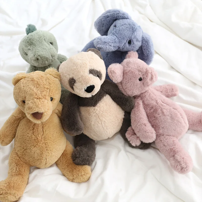 

23/30CM Kawaii Soft Fluffy Elephants Piggy Brown TeddyBear Baby Cuddly Doll Panda Dinosaur Stuffed Cartoon Animals Kids Toy