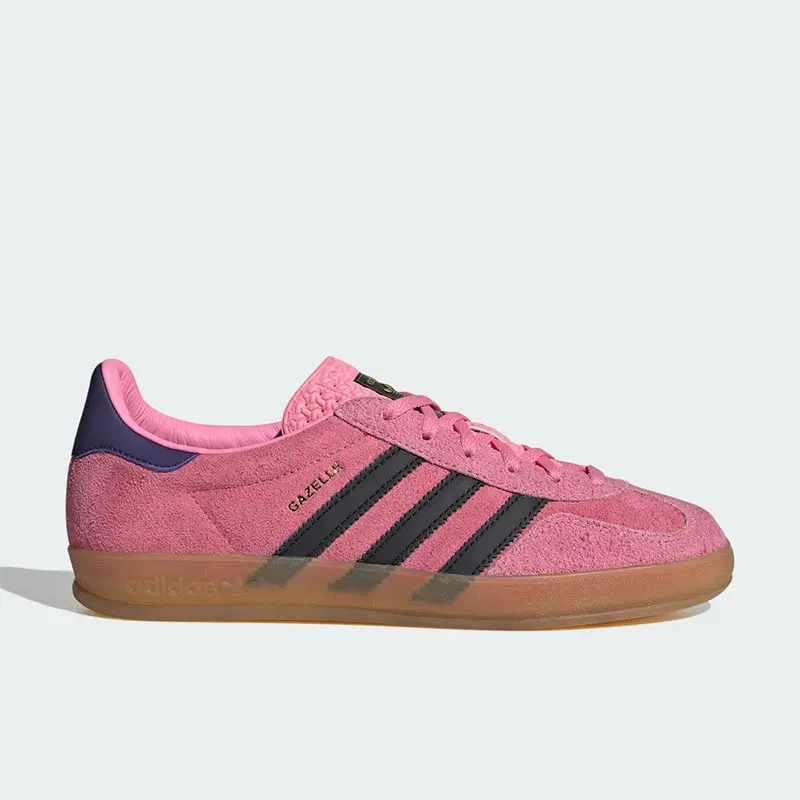 Фото Женские синие замшевые кеды Adidas Originals KH6038 с тремя белыми полосками, низкие, с резиновой подошвой, винтажные, повседневные, для прогулок №2