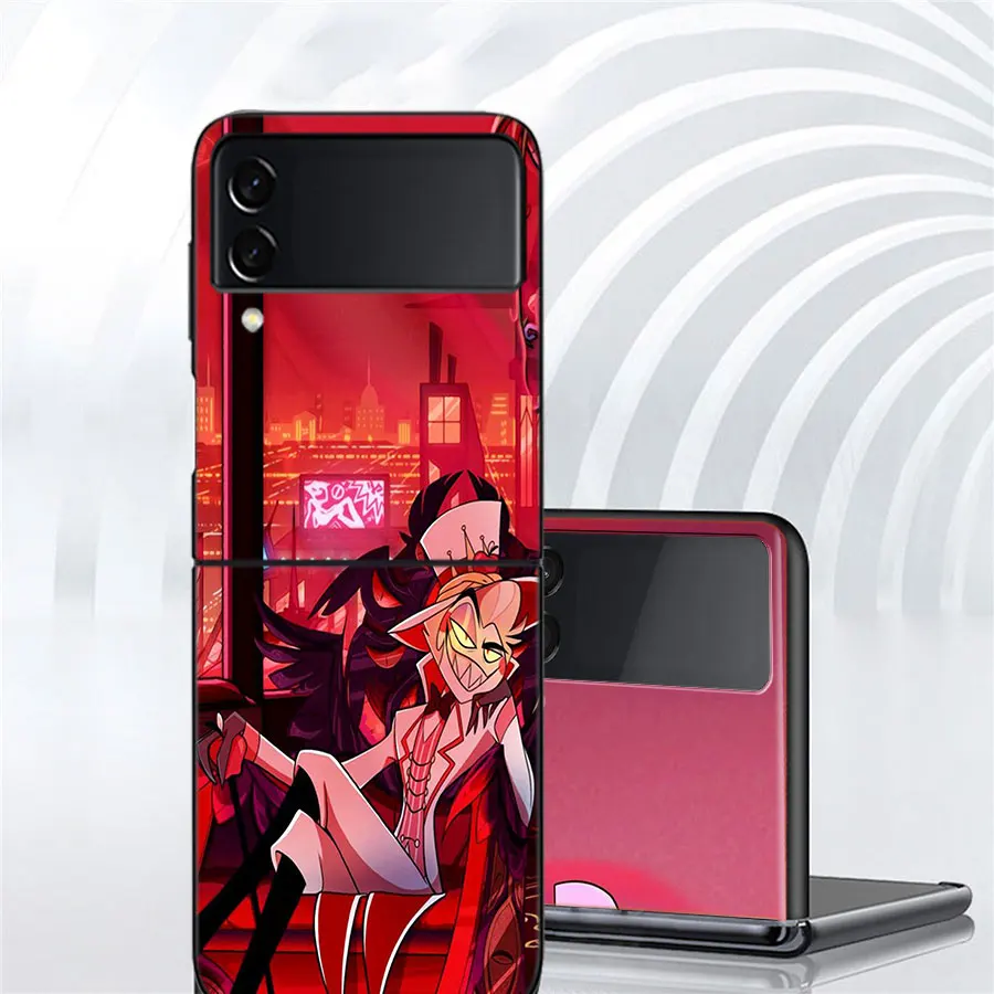 H-Hazbin Angel Dust Hotel Phone для Samsung Galaxy Z Flip 5 4 3 5G Чехол чехол 6 Черные чехлы Shell PC Fundas Sho