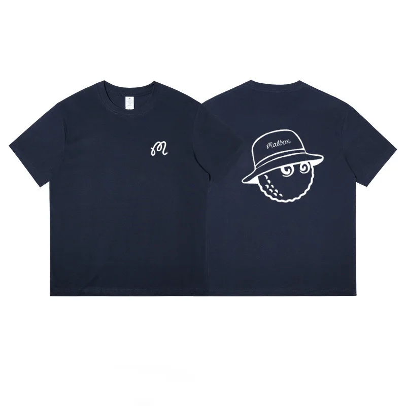 Malbon Golf  Men's Summer Colorful Cotton Large Bucket Hat  Loose Fit Street Short Sleeve T-Shirt Couple Fashion Top Clothing