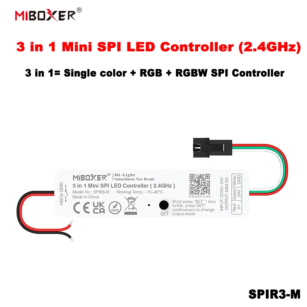 Miboxer SPIR3-M 2 4 GHz 5V ~ 24V 3 в 1 SPI Одноцветный/RGB/RGBWIC сигнал TTL приглушенный контроллер для