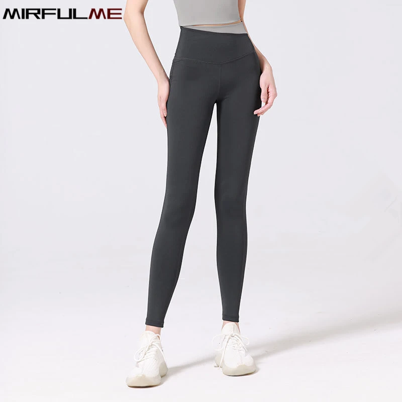 Купи Women High Waist Sport Leggings Elastic Slim Yoga Pants Hit Color Gym Running Trousers Quick Dry Fitness Tights Sportwear Female за 575 рублей в магазине AliExpress