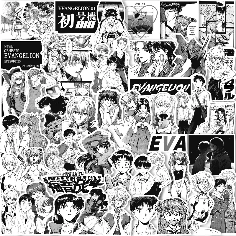 

70PCS EVA GENESIS EVANGELION EVA Stickers Asuka Langley Soryu Ayanami Rei Ikari Shinji Black and white manga phone DIY sticker