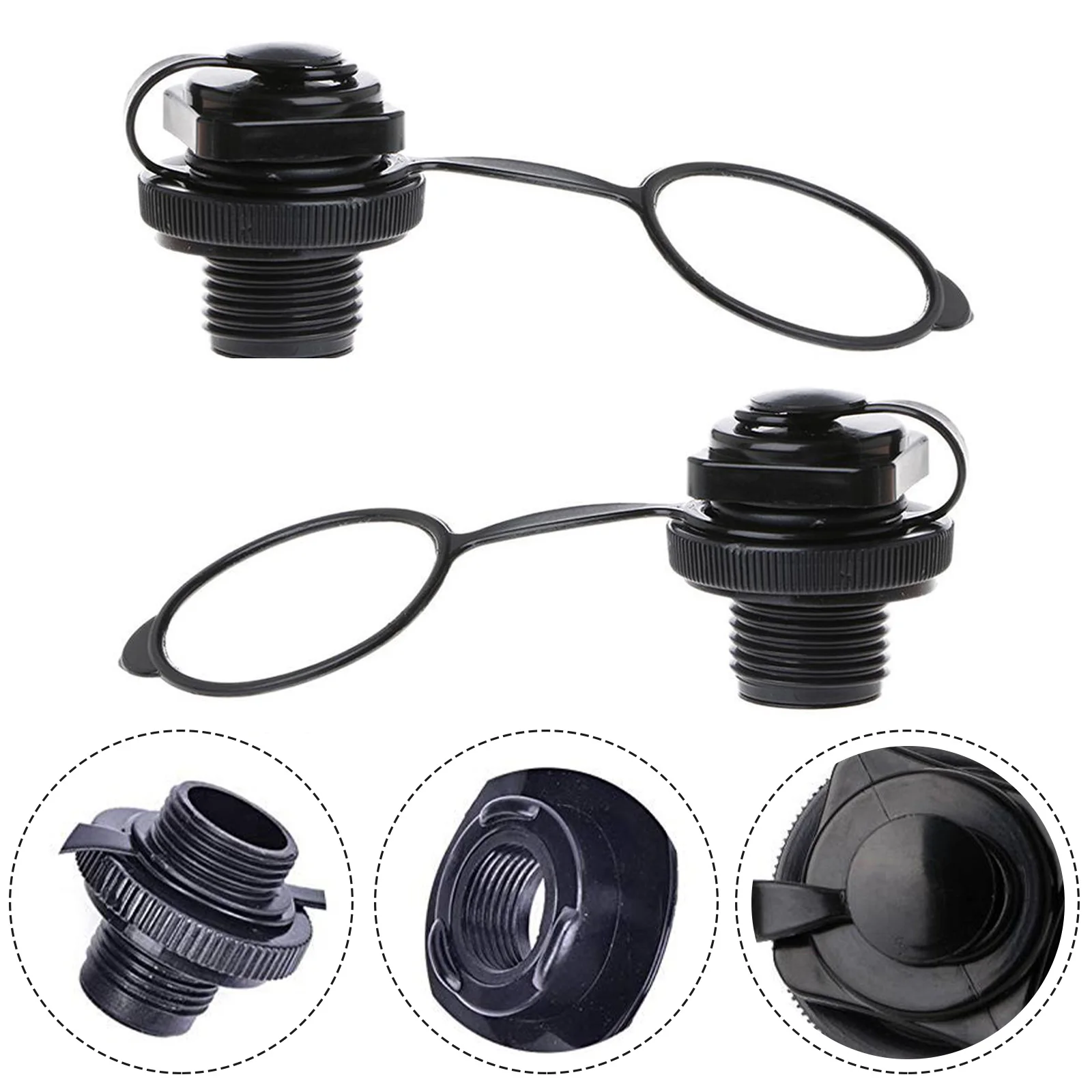 

2Pcs Air Valve Inflatable Boat Spiral Air Plugs Inflation Replacement Screw Rubber Air Plugs For Inflatable Raft Boat Kayak