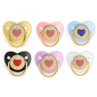 rhinestones baby pacifier bling heart gold silver color silicone pacifier bpa free newborn baby dummy teether smoother 0 24m