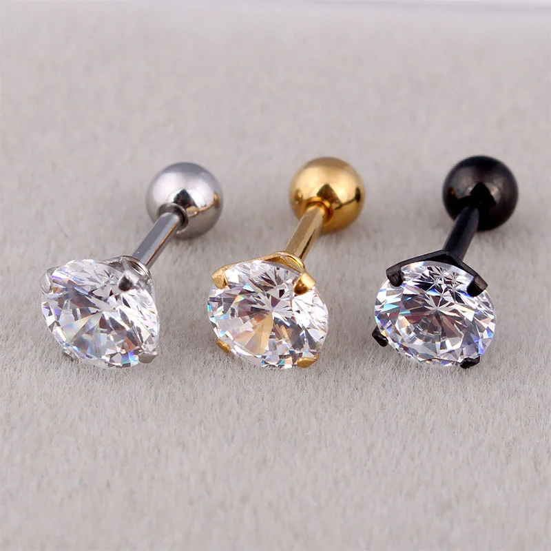 

Korean Fashion Four - Claw Zircon Couple Wedding Earrings Simple Small Stud Earrings for Women Stainless Steel Earstuds Jewelry