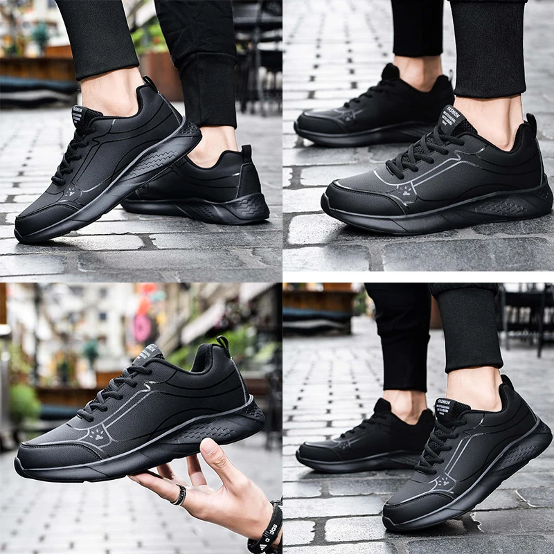

Sneakers Men Big Size Non-slip Men's Sport Shoes Low Top Leather Mens Running Shoes Lace Up Flats Men's Sports Footwear 2021 24D