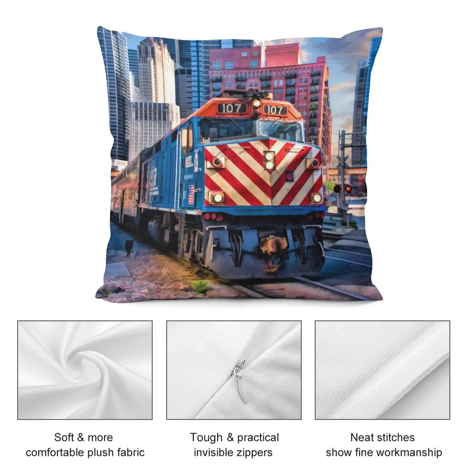 Наволочки для подушек с изображением поезда Чикаго метро
