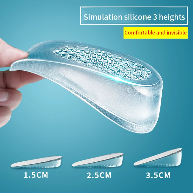 Silicone Gel Invisible Height Increase Insole for Feet Heel Lifting Inserts Shoe Foot Care Protector Elastic Cushion Men Women images - 6