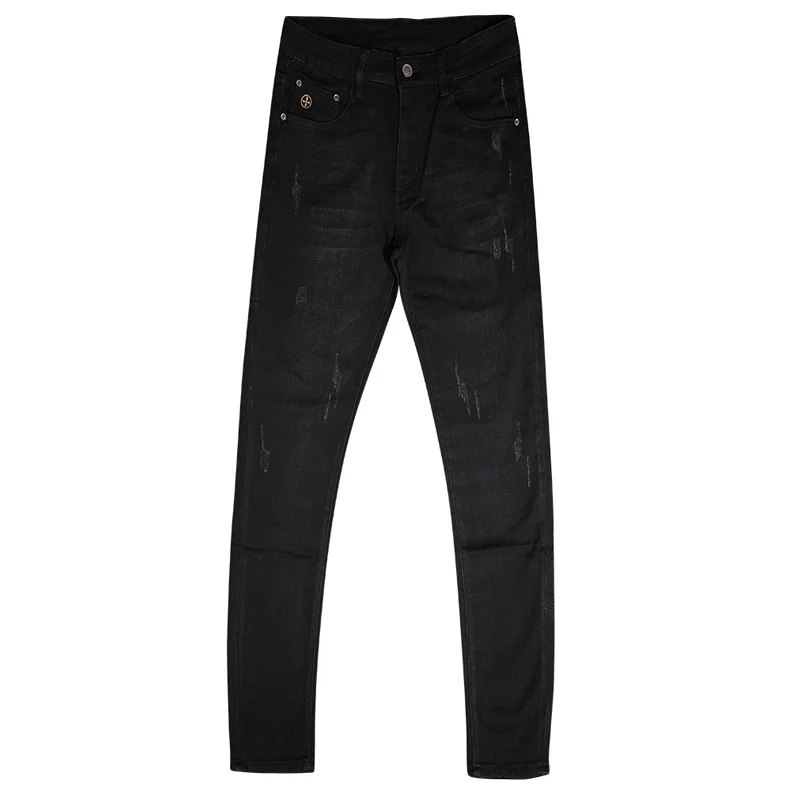 Korean Style Fashion Men Jeans High Quality Black Stretch Slim Fit Ripped Jeans Men Elastic Vintage Designer Denim Pants Hombre