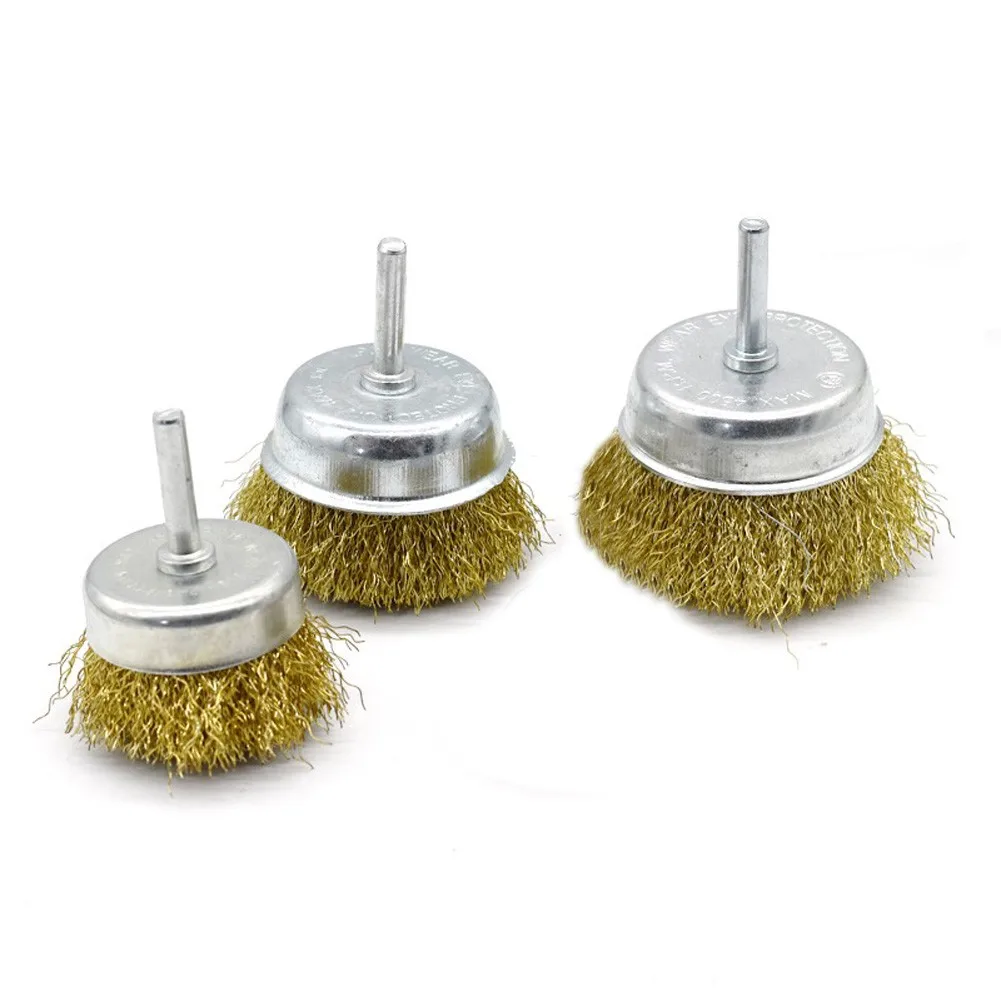 

1 Pcs Bowl Wire Brush 6mm Shank Diameter Flat Steel Wire Wheel Electric Drill Grinding Mill Polish Wheel Derusting Tool Power To