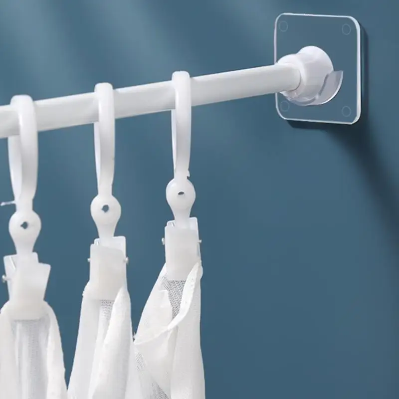 

2pcs/set Strong Curtain Rod Bracket Holders Hooks Self-adhesive Rod Holder Clothes Rail Bracket Toilet Bathroom Accessories