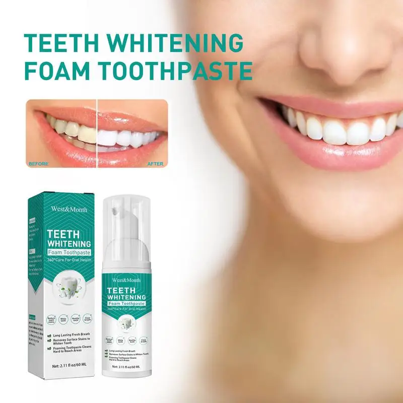 

60ml Teeth Whitening Foam Toothpaste Deep Cleaning Powerful Whitening Mousse Remove Old Stains Safe And Effective Toothpaste