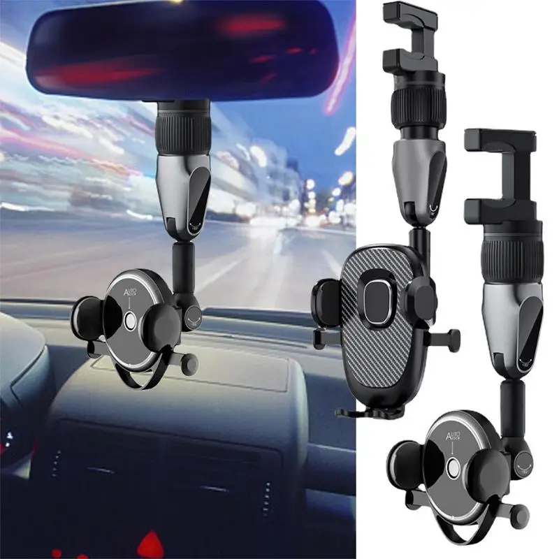 

Car Rear View Mirror Phone Holder 360Rotatable Cell Phone Holder Car Hands Free Cradle Easy Clamp Car Mount Stable Phone Stand