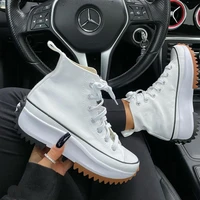 womens color blocking thick soled sneakers 2022 new white shoes womens casual high top sneakers lace up round toe canvas shoes