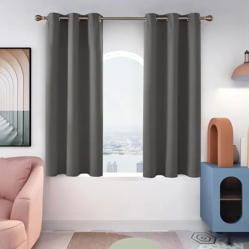 

Grommet Blackout Curtains Thermal Insulated Room Darkening Drapes for Bedroom Living Room 42x63 inch Light Gray 2 Panels