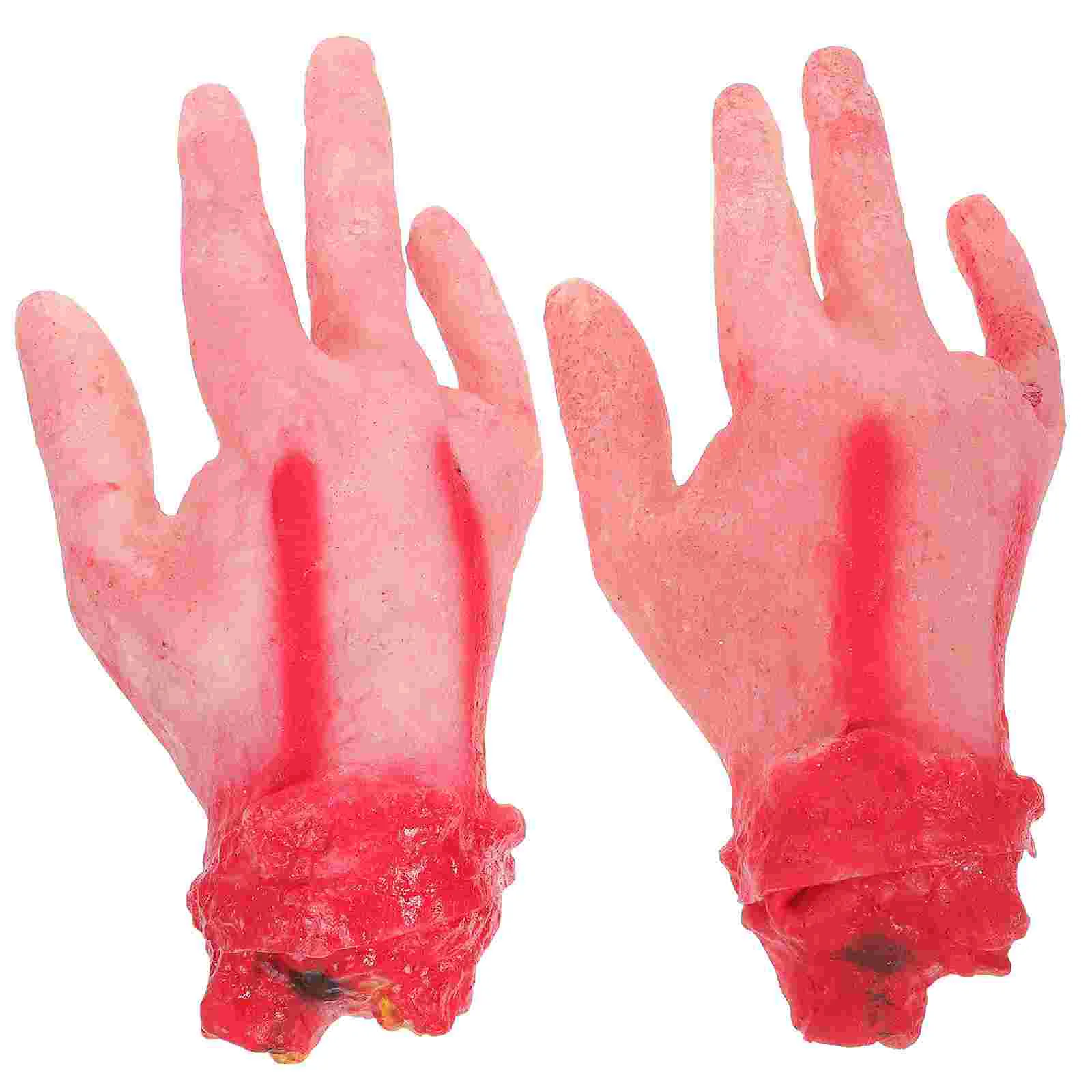 

2 Pcs Centerpiece Table Decorations Halloween Prosthetics Party Fake Severed Hand Broken Toy Ornament Vinyl Spooky