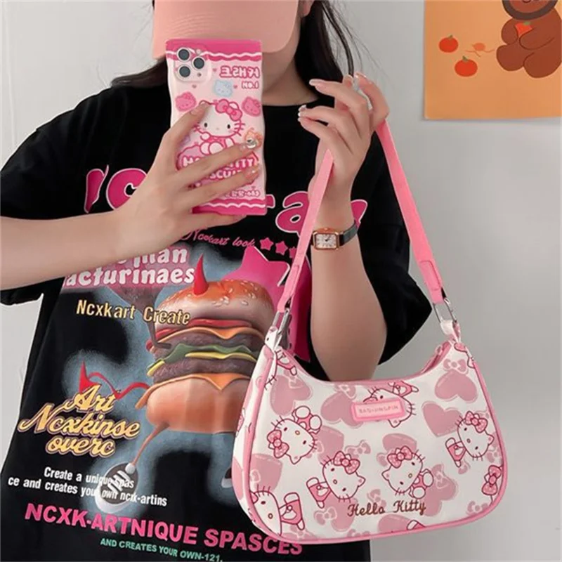

Симпатичная Холщовая Сумка в стиле аниме Hello Kitty Melody Kuromi Y2K, сумка для девочек, мультяшная Портативная сумка для улицы и взрослых, подарки на день рождения