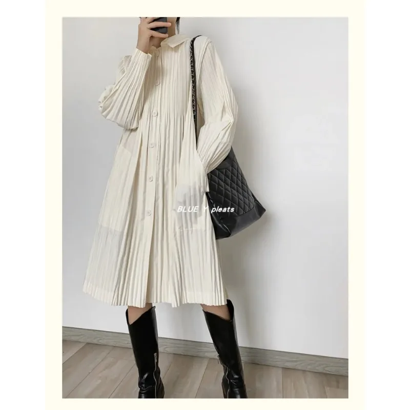 Женский плиссированный Тренч GGHK Осень-зима 2024 новая однобортная модная женская