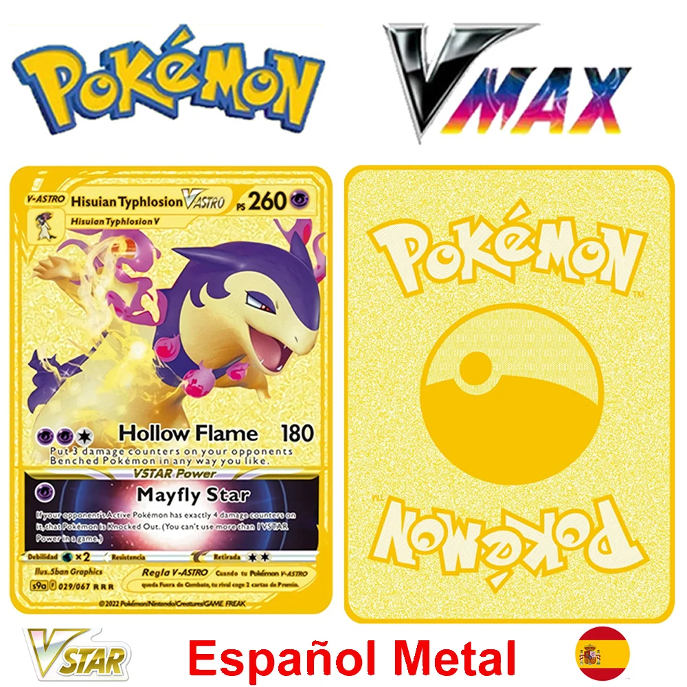 

Vmax Arceus Pokemon металлическая карточка, испанский Покемон Vstar Charizard, аргентинское происхождение, Испании, Золотая игра, торговая игра, коллекцион...