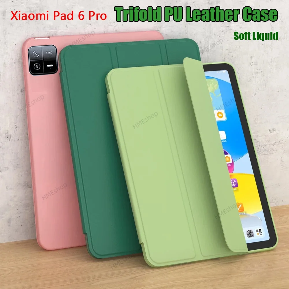 

Leather Case for Xiaomi Pad 6 Pad 6 Pro 11 Inch 2023 Pad 5 Pro 11" for Redmi Pad 10.61 Trifold Stand Soft Stand TPU Cover