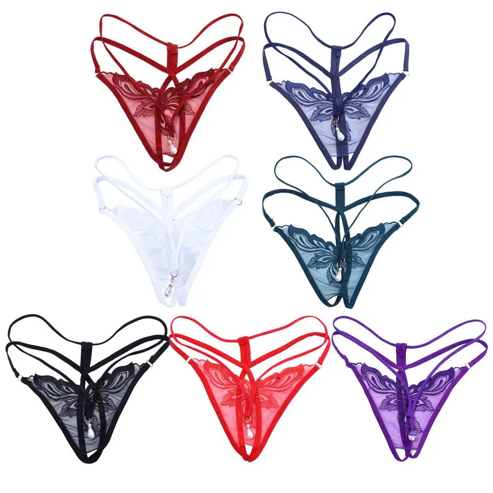 

Прозрачное нижнее белье, модные трусики с вышивкой, с перекрестными ремнями, с открытой промежностью, сексуальные трусики, кружевные стринги, женские стринги