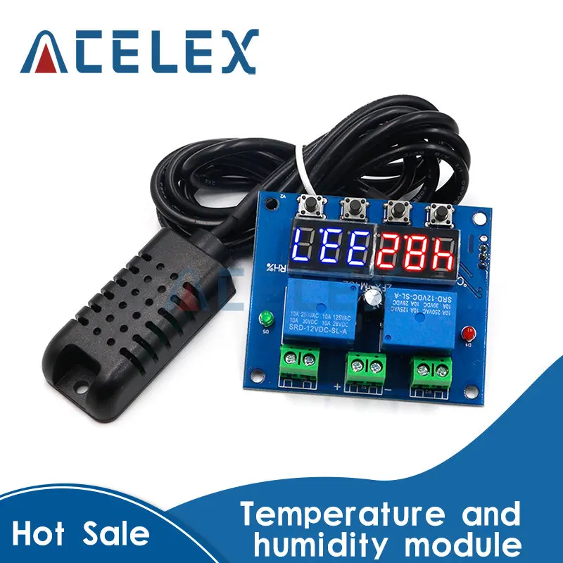 

ZFX-M452 DC 12V LED Digital Thermostat Temperature Humidity Control Thermometer Hygrometer Controller Relay Module AM2301 Probe