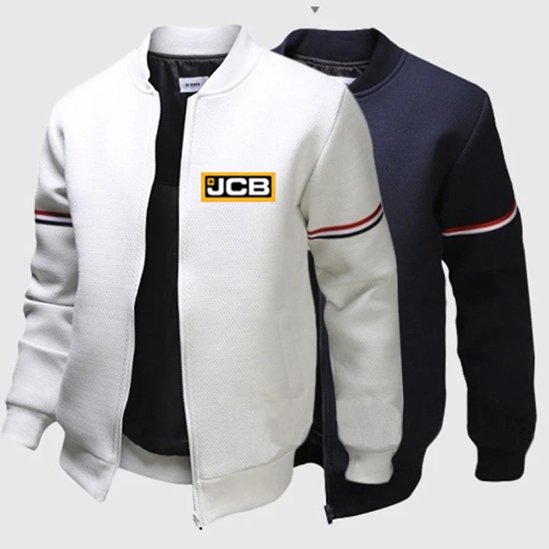 

2023 Excavator Jcb Logo New Spring Autumn Patchwork Sleeve Flight Jacket Fashion Casual Zip-Up Cotton Stand Collar Popular Coats