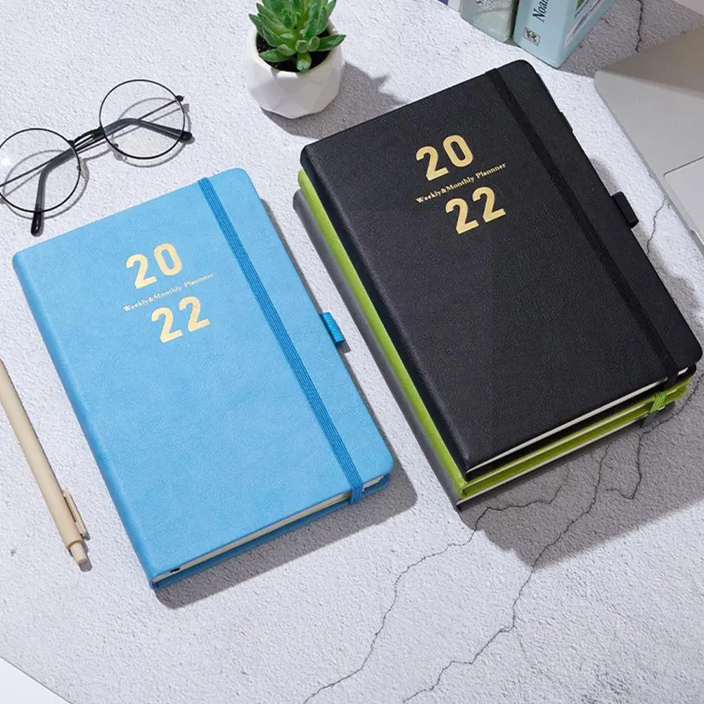 

2022 Planner English Diary Notebook Stationery Journal Plan Note Office Notepad Schedule Daily Book School Sketchbool O3q9