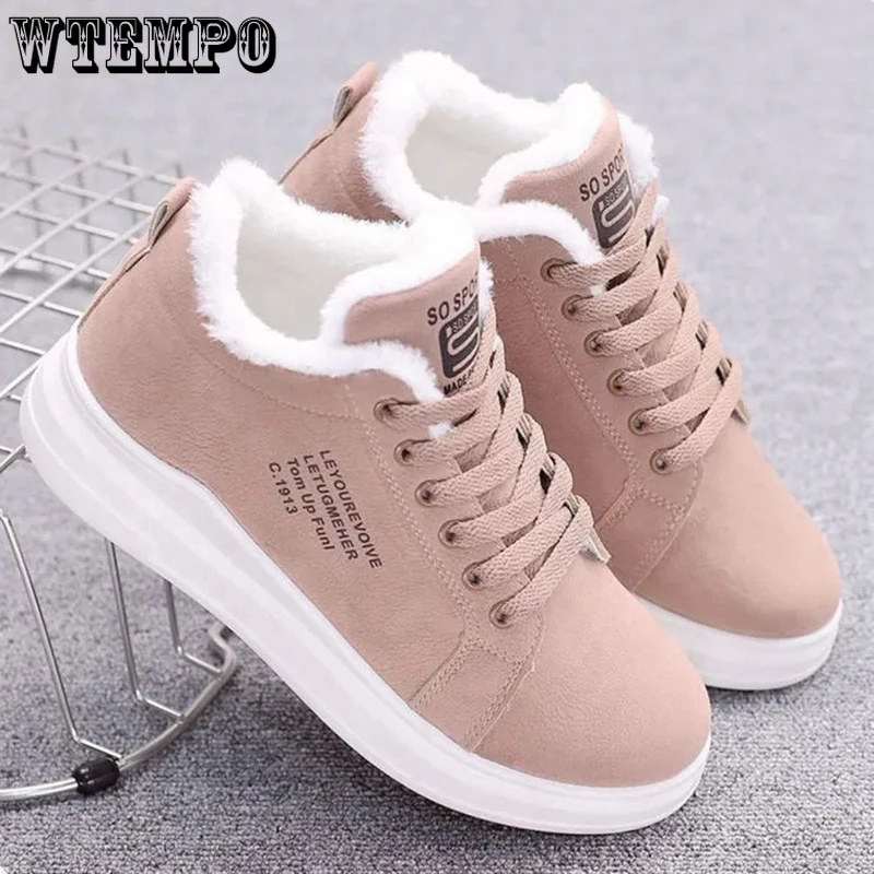 

WTEMPO Winter New Women Korean Versatile Plush Cotton Shoes Female Fashion Ins Casual Thick Flat Heel Non Slip Outdoor Sneakers