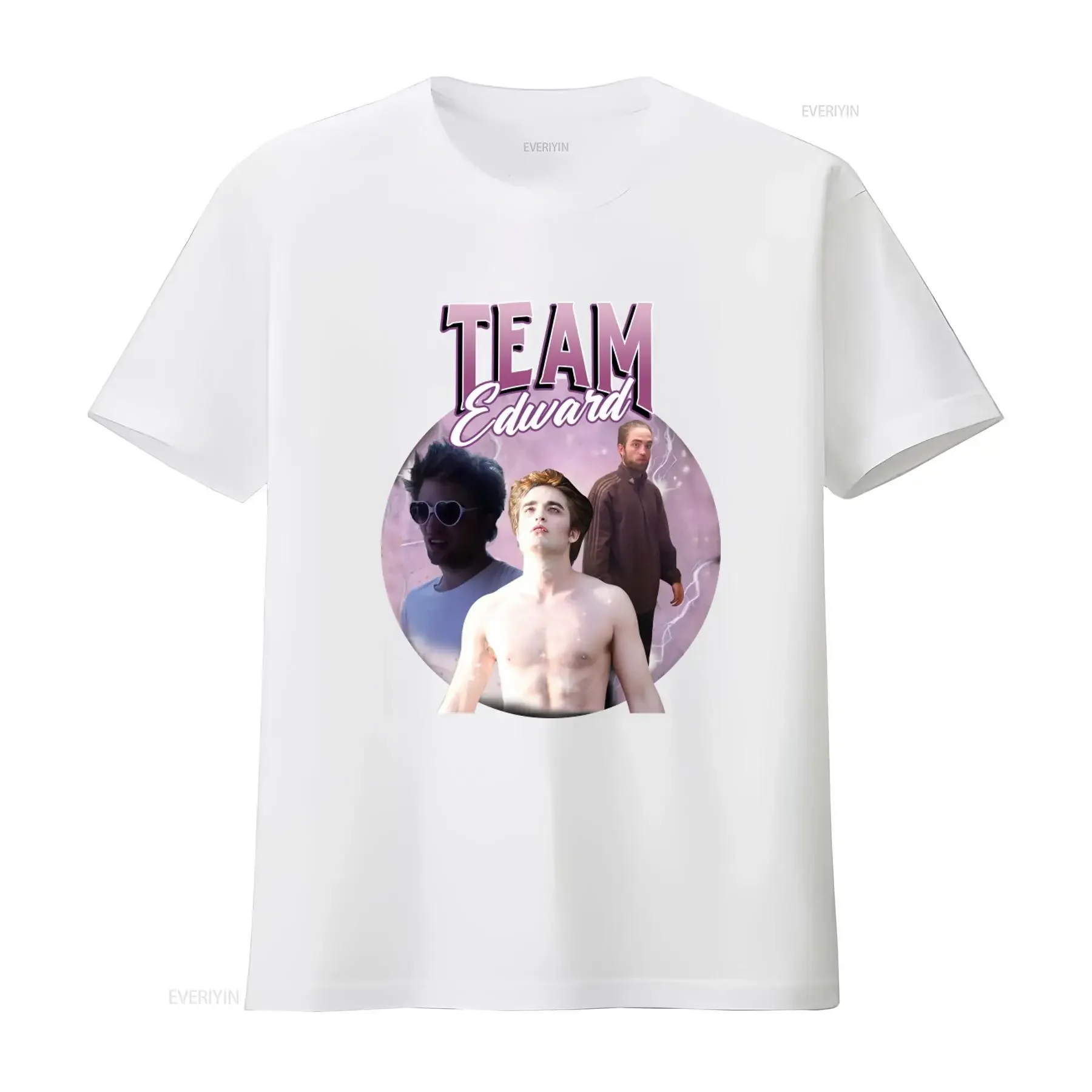 Фото Футболка Team Edward Twilight Saga с дизайном Cullen Bootleg, забавным мем-принтом для фанатов, винтажная, с эффектом потертости, дизайнерская одежда №3