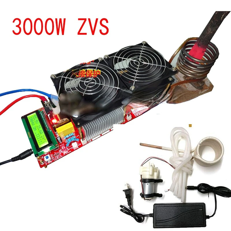 

3000W 55A ZVS High Frequency Induction Heater Module Flyback Driver Heater Good Heat Dissipation + Coil +pump +power Adapter