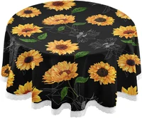 colors sunflower round table cloth watercolor floral polyester white lace tablecloth 60 inch for dinner outdoor table decor