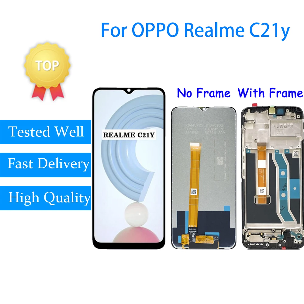 

6.5" Original For Oppo Realme C21Y LCD Display RMX3261 Touch Screen with Frame For Oppo C21Y RMX3263 LCD Replacement