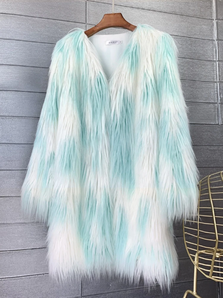 Autumn Winter Fashion Long Sleeve Faux Fur Coats Women 2022 Elegant Ladies Office Fluffy Long Outwear Casual Streetwear