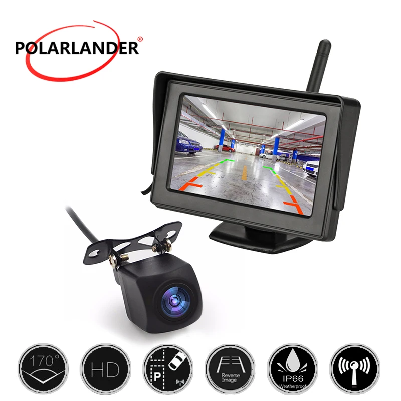 

Car Monitor Parking System Rear View Color TFT LCD Display 4.3 inch 2.4G Wireless Signal Reversing Image with HD Reverse Camera