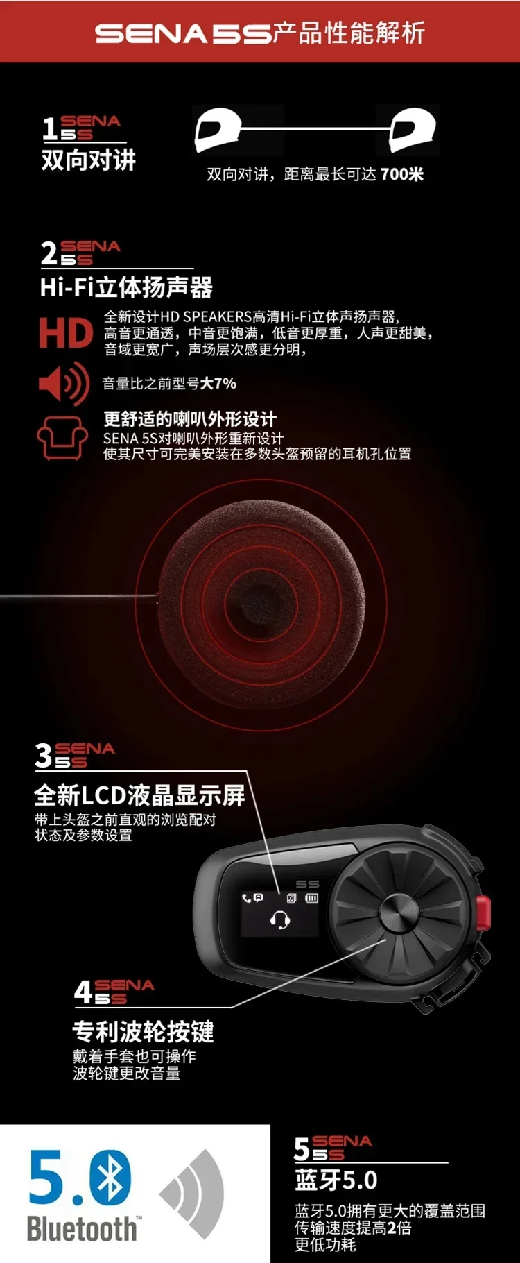 Сена 5S 700 м вызов дешевый мотоциклетный локомотив шлем Bluetooth-гарнитура ЖК-дисплей