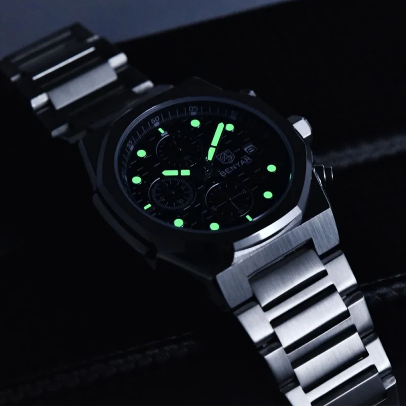 Фото BENYAR 5216, новые многофункциональные роскошные мужские часы, кварцевые LD57, водонепроницаемые светящиеся часы с хронографом и календарем, деловые часы для мужчин №4