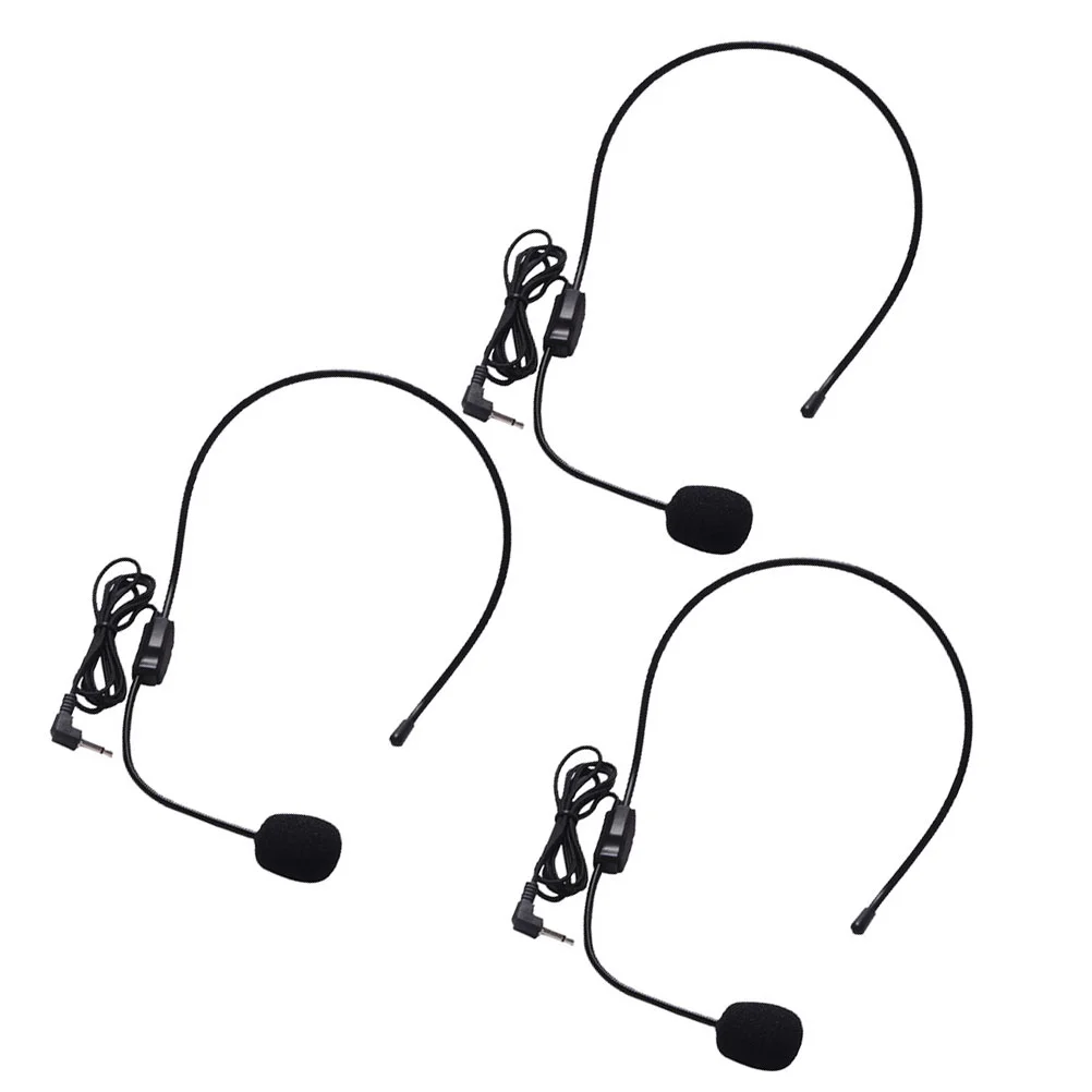 

3pcs Head-mounted Microphone Wired Loudspeaker Microphone Portable Voice Amplifier Speaker Mic for Men Women