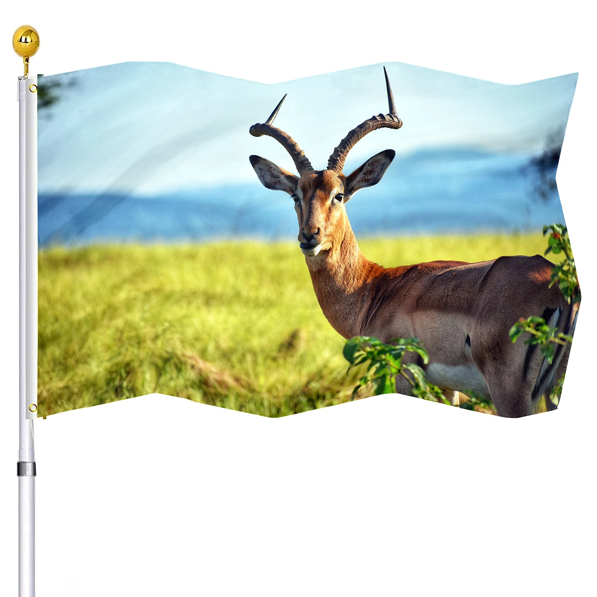 

Antelope Flag African Grassland Wildlife Flags Home Indoor Party Outdoor Decorations Flag Double Stitched with Brass Grommets